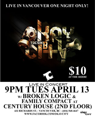 Okay City, Brokin Logic, Family Compact @ Century House - 2nd Floor Apr 13 2010 - May 6th @ Century House - 2nd Floor