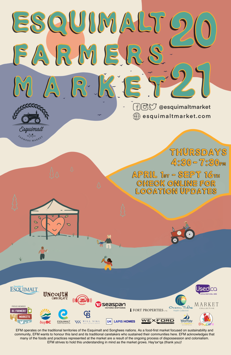Esquimalt Farmers Market's 7th Season in Bullen Field @ Bullen Field Apr 22 2021 - Jun 3rd @ Bullen Field