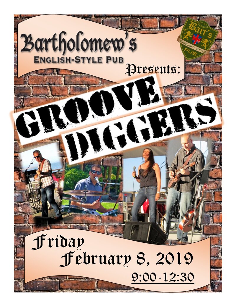 Groove Diggers @ Bartholomew's Pub: Groove Diggers @ Bartholomew's Pub Feb 8 2019 - May 7th @ Bartholomew's Pub