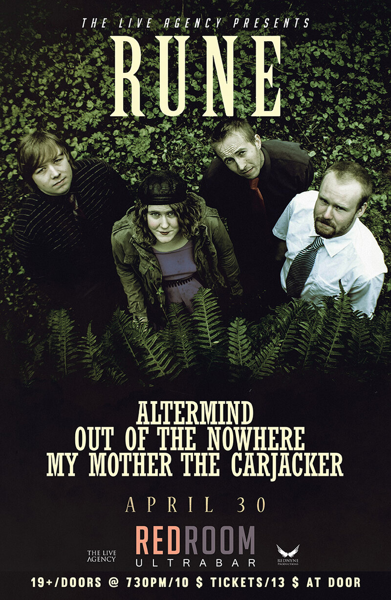 Rune, Altermind, Out of Nowhere, My Mother The Carjacker @ The Red Room Apr 30 2016 - May 6th @ The Red Room