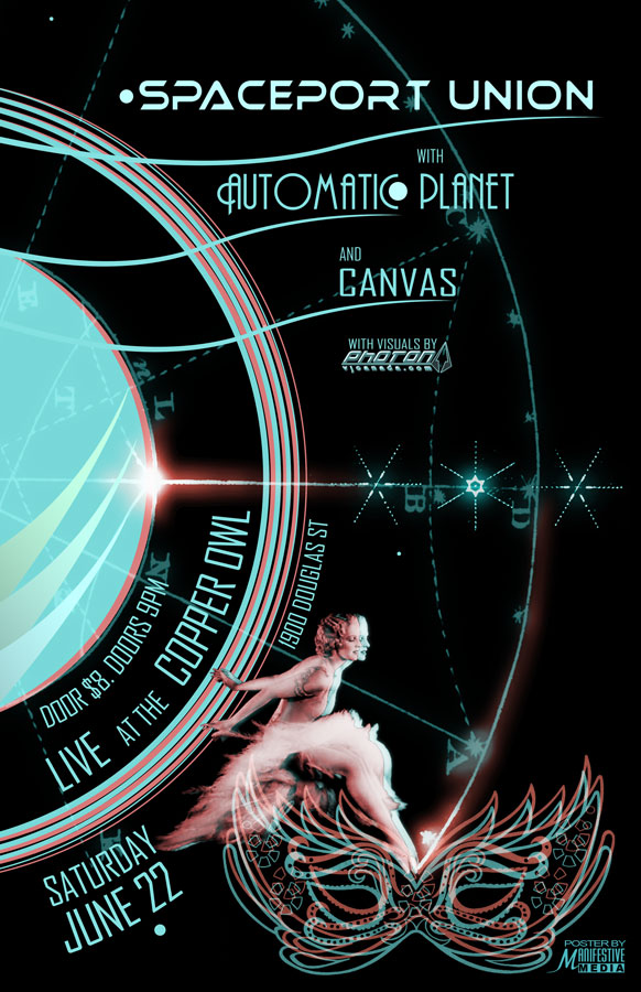 Spaceport Union, Automatic Planet, Canvas, with visuals by PHOTON @ Copper Owl Jun 22 2013 - May 8th @ Copper Owl