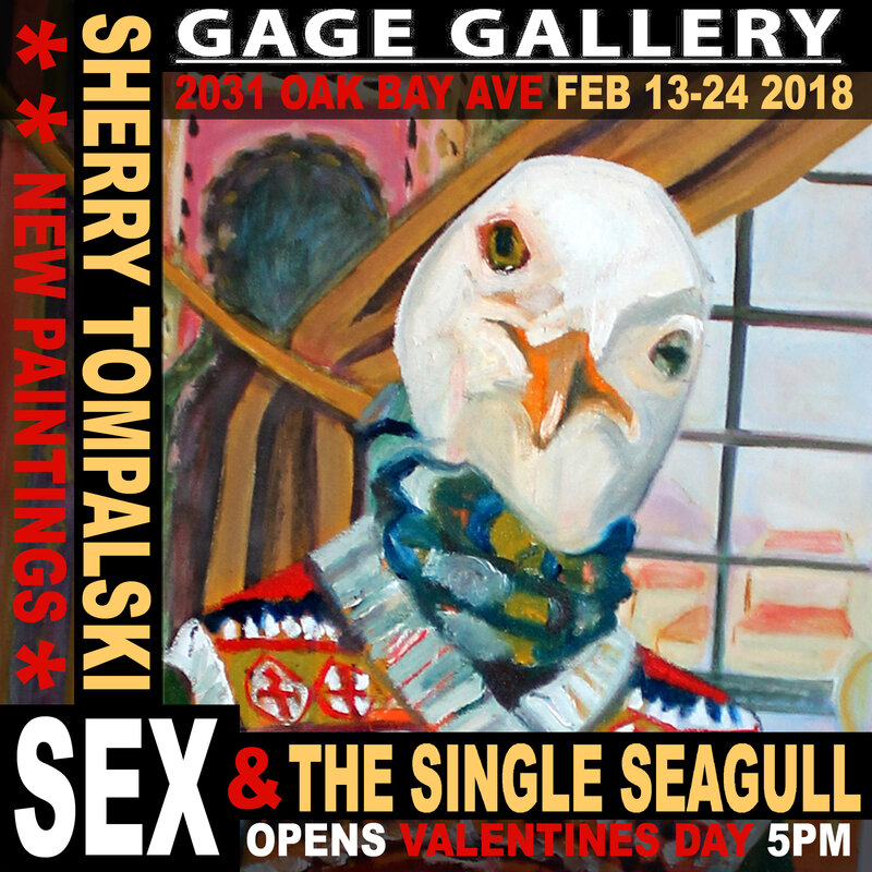 Valentines Day Multimedia Art Show: SEX & THE SINGLE SEAGULL: Sherry Tompalski, Graham Thompson @ Gage Gallery at 2031 Oak Bay ave and Foul Bay ave in Victoria BC Feb 14 2018 - May 7th @ Gage Gallery at 2031 Oak Bay ave and Foul Bay ave in Victoria BC