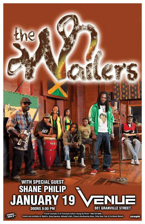 THE WAILERS with special guest SHANE PHILIP: The Wailers, Unlinked Musician @ Venue Jan 19 2012 - May 1st @ Venue