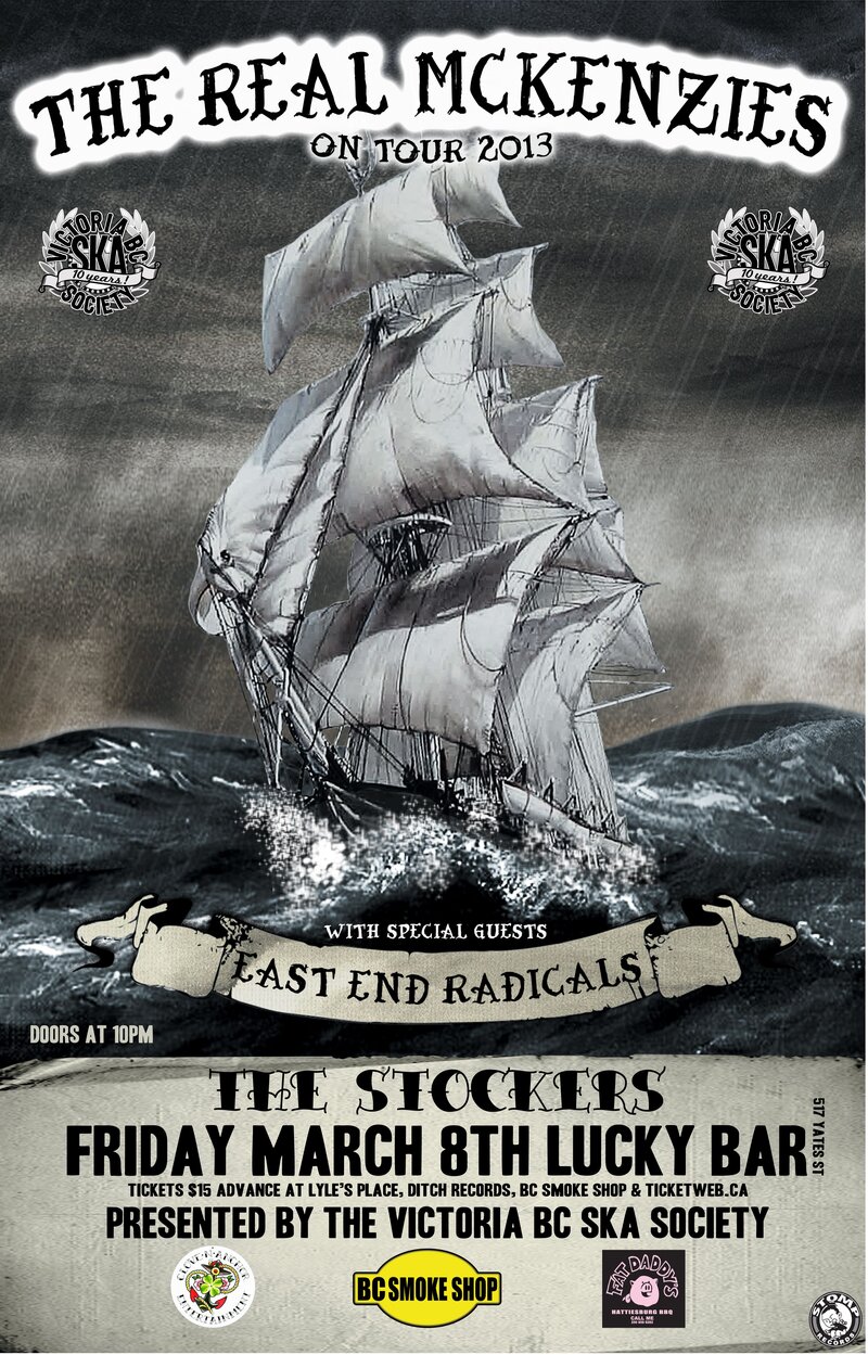 St. Paddy's Day Tour & CD Release: The Real McKenzies, East End Radicals, The Stockers @ Lucky Bar Mar 8 2013 - May 7th @ Lucky Bar