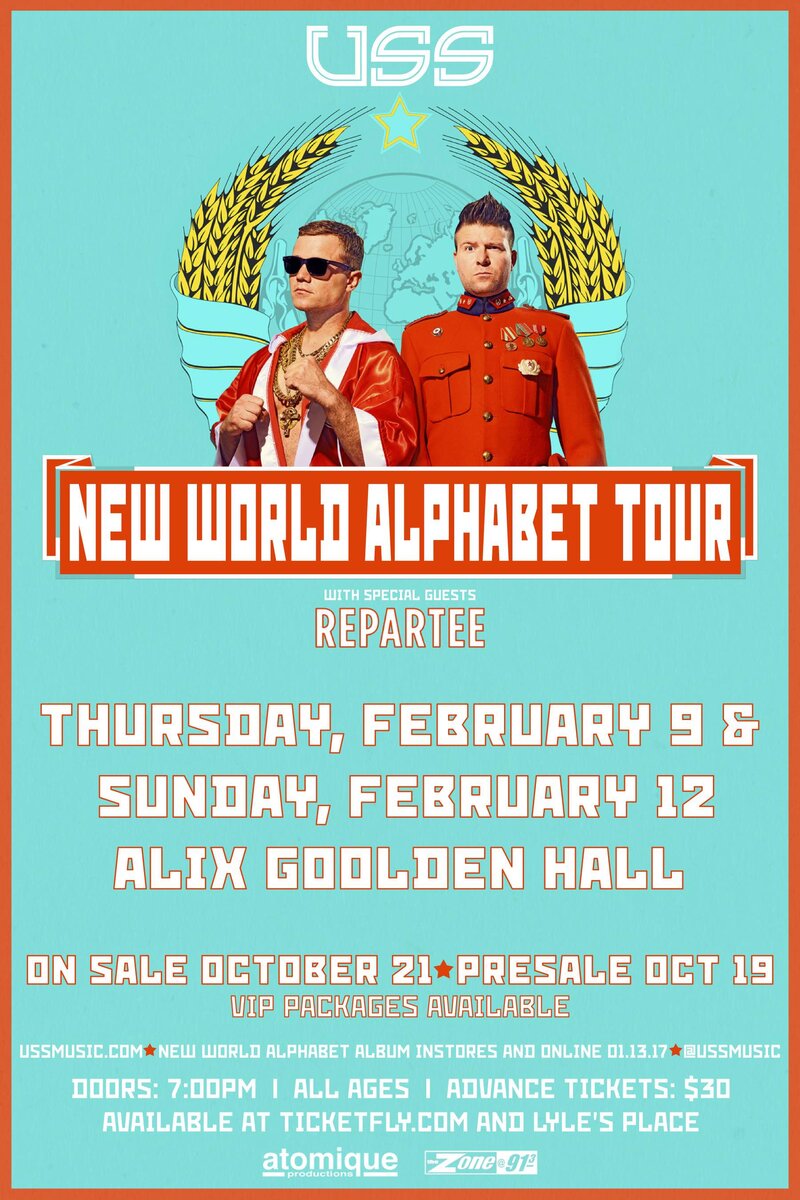 USS, Repartee, Youngblood @ Alix Goolden Performance Hall Feb 12 2017 - May 6th @ Alix Goolden Performance Hall