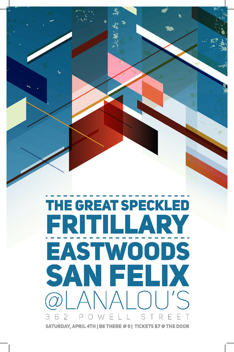 The Great Speckled Fritillary, Eastwoods, San Felix @ LanaLou's Apr 4 2015 - May 6th @ LanaLou's