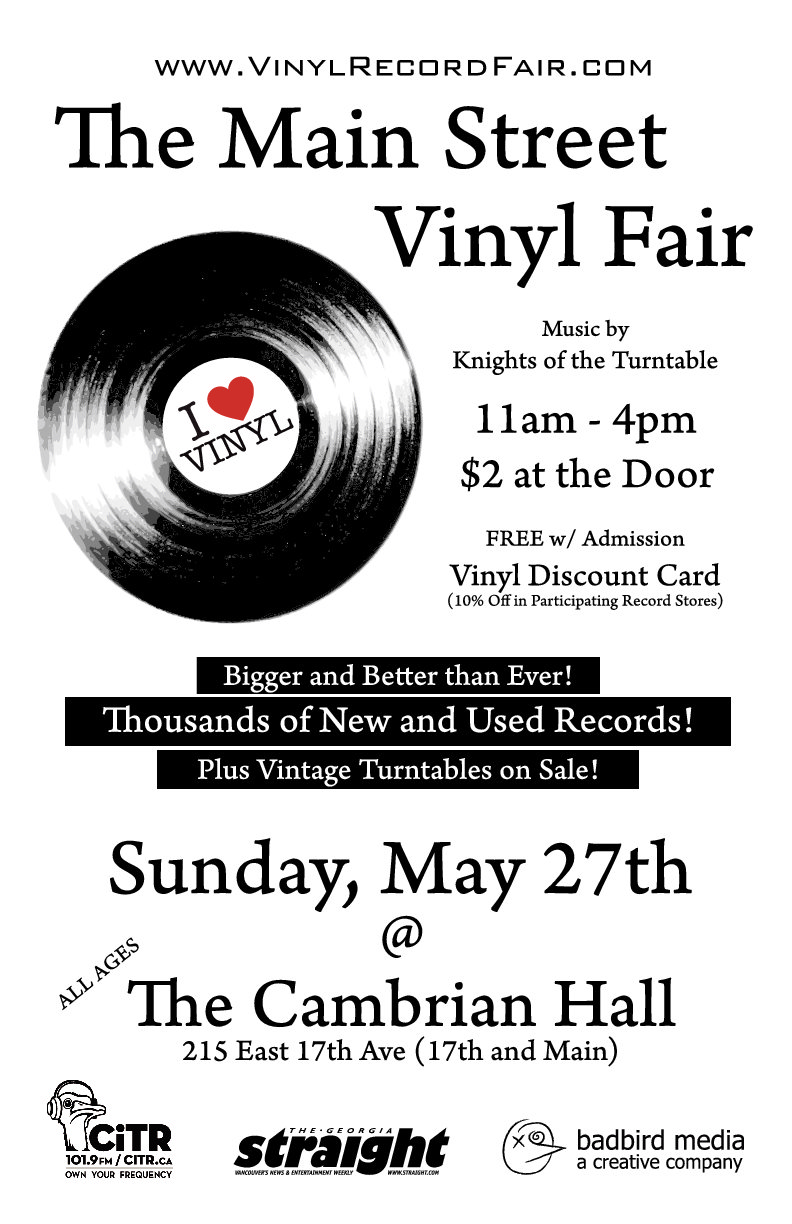 Buy, sell, trade - new and used vinyl. Discover gems and stock up on cheap classics!: Main Street Vinyl Record Fair!, with Music from Knights of the Turntable! @ The Cambrian Hall May 27 2012 - May 9th @ The Cambrian Hall