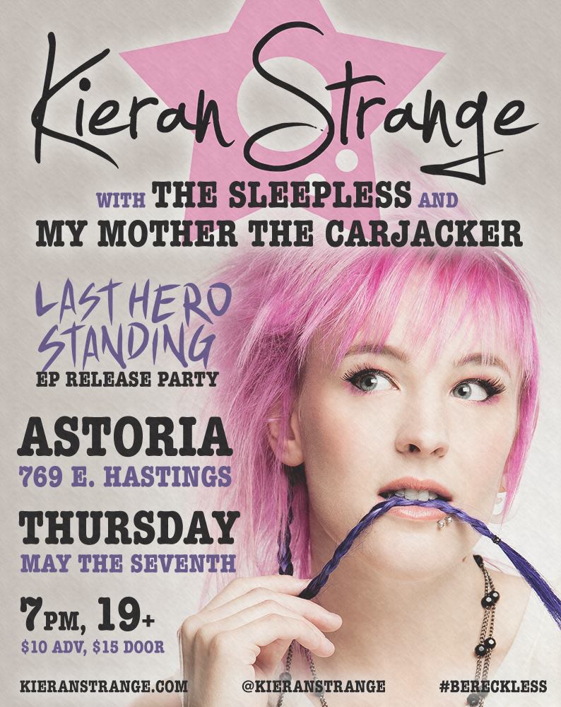 Kieran Strange EP Release: Kieran Strange, The Sleepless, My Mother The Carjacker @ The Astoria  May 7 2015 - May 7th @ The Astoria 