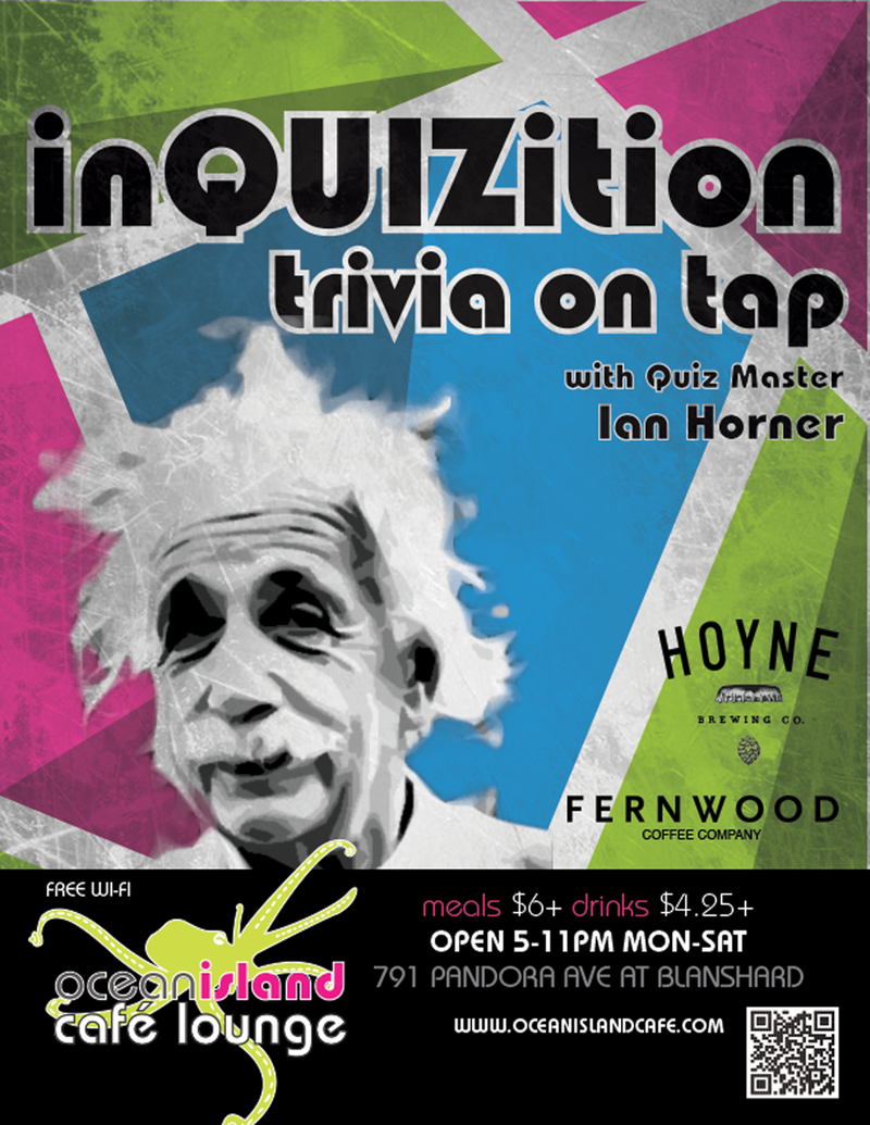 InQUIZition: Trivia on Tap @ Ocean Island Lounge Mar 24 2016 - May 12th @ Ocean Island Lounge