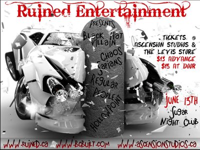 Come get RUINED with us @SUGAR for a night you may not remember, but will never forget!: Black Hat Villain, Hollow Point , Regular People, Chaos Sapiens @ Capital Ballroom Jun 13 2009 - May 8th @ Capital Ballroom