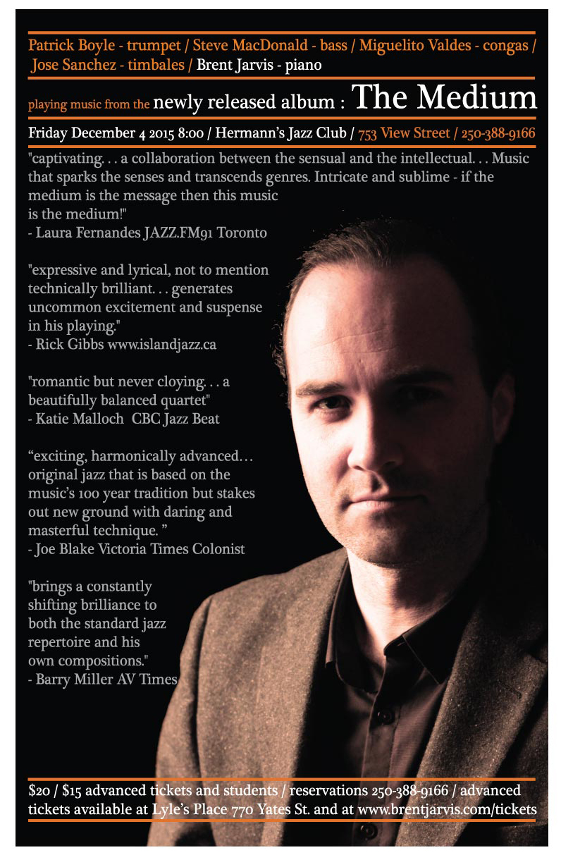 Brent Jarvis @ Hermann's Jazz Club Dec 4 2015 - May 13th @ Hermann's Jazz Club