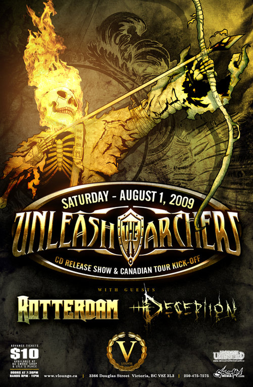 EARLY SHOW! Unleash The Archers CD RELEASE +Tour Kickoff!: Unleash The Archers, Rotterdam, The Deception @ V-lounge Aug 1 2009 - May 5th @ V-lounge