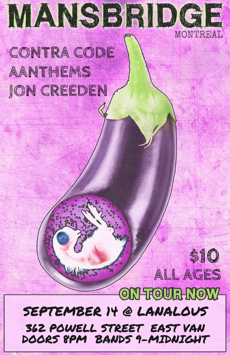Mansbridge  (Mntrl), Contra Code, AANTHEMS, Jon Creeden @ LanaLou's Sep 14 2016 - May 14th @ LanaLou's