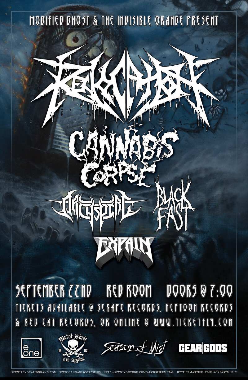 Revocation, Cannabis Corpse, Archspire, Black Fast, Expain @ The Red Room Sep 22 2015 - May 20th @ The Red Room