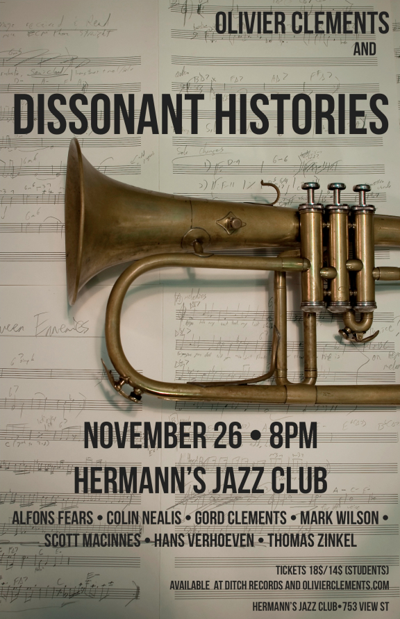 Olivier Clements (& ), Dissonant Histories @ Hermann's Jazz Club Nov 26 2013 - May 8th @ Hermann's Jazz Club