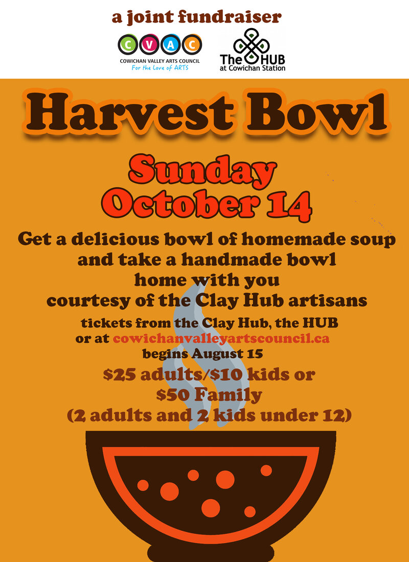 HARVEST BOWL: Homemade soup in a handmade bowl to take home @ The HUB at Cowichan Station Oct 14 2018 - May 16th @ The HUB at Cowichan Station
