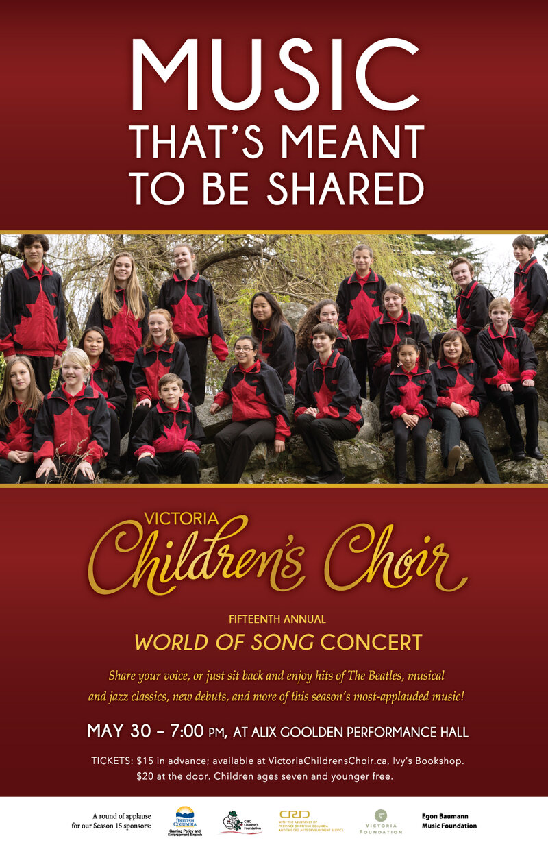 SEASON FINALE! Victoria Children's Choir Concert: Victoria Children's Choir @ Alix Goolden Performance Hall May 30 2016 - May 6th @ Alix Goolden Performance Hall