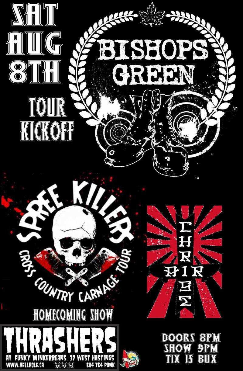 Bishops Green, Spree Killers , Christ Air @ Funky Winker Beans Aug 8 2015 - May 7th @ Funky Winker Beans