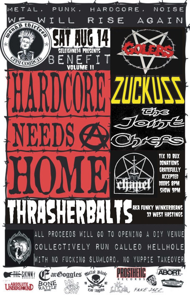 SELEIGHNE14 PRESENTS BRING ON THE HELLHOLE FUNDRAISER II: The Golers, Zuckuss, The Joint Chiefs, Chapel @ Funky Winker Beans Aug 14 2010 - May 6th @ Funky Winker Beans