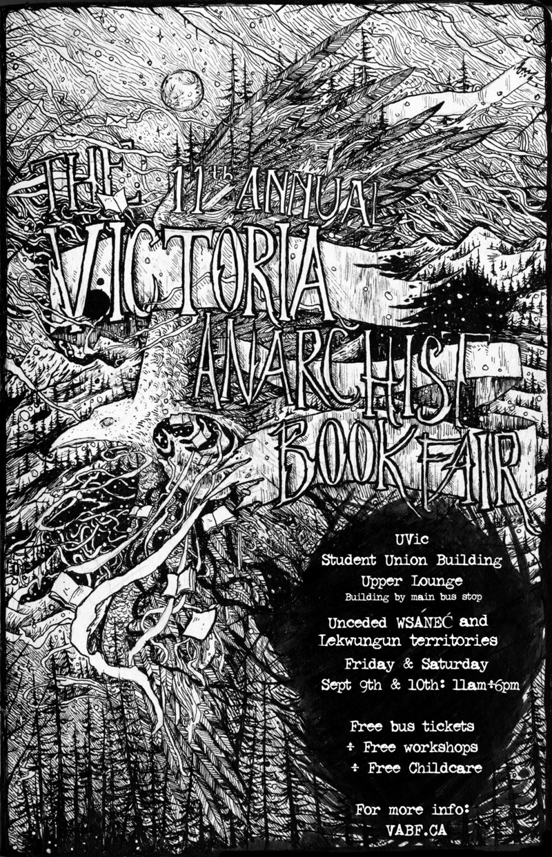 11TH ANNUAL VICTORIA ANARCHIST BOOKFAIR @ UVic Student Union Building Upper Lounge Sep 9 2016 - May 24th @ UVic Student Union Building Upper Lounge