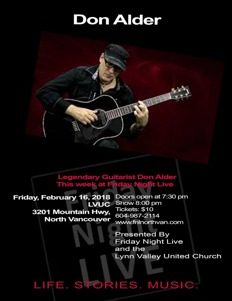 Friday Night Life: Don Alder @ Centre for Spiritual Practice at Lynn   Valley United   Church Feb 16 2018 - Jun 6th @ Centre for Spiritual Practice at Lynn   Valley United   Church