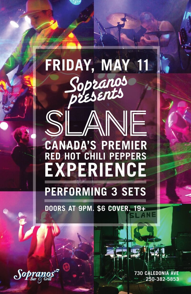 SLANE "Canada's Premier Red Hot Chili Peppers Experience!": Slane @ Soprano's May 11 2012 - May 19th @ Soprano's