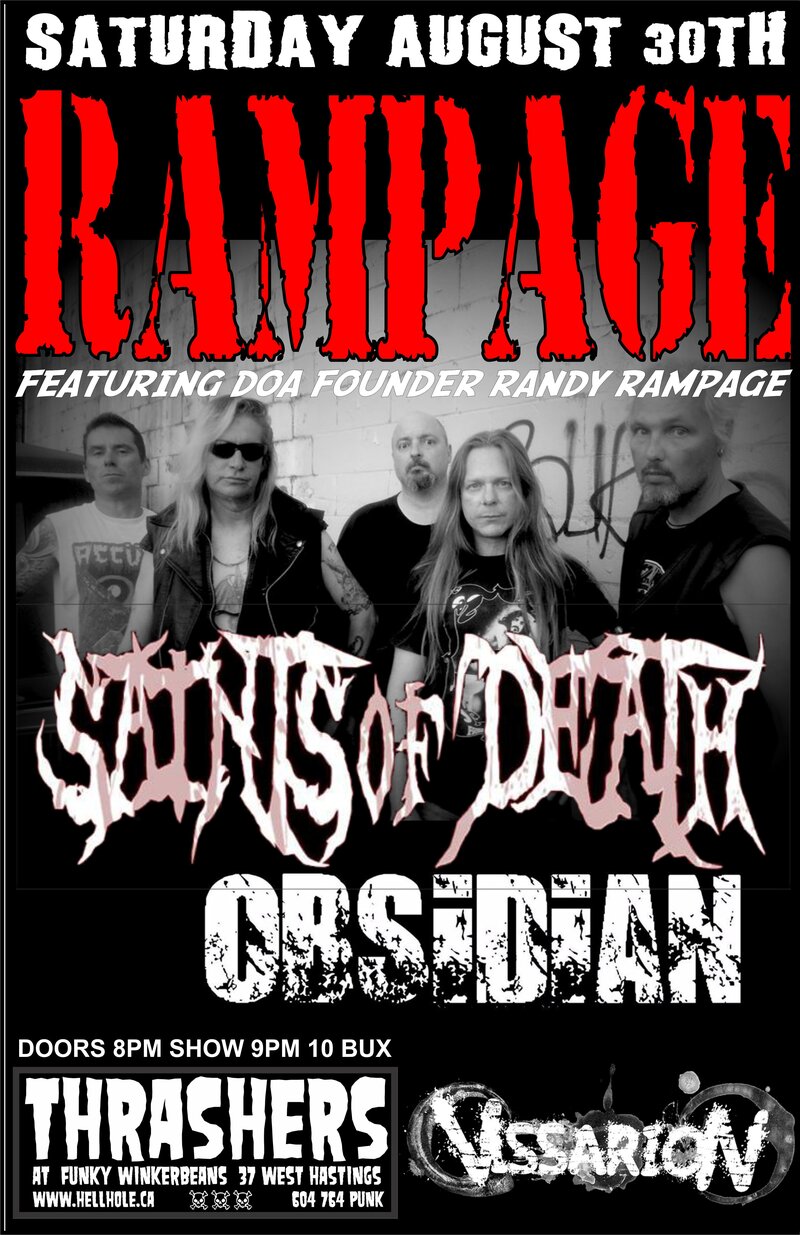 Rampage, Saints of Death, Obsidian, VISSARION @ Funky Winker Beans Aug 30 2014 - May 7th @ Funky Winker Beans