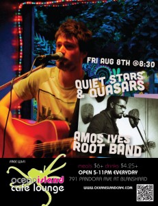Amos Ives Root Band, Quiet Stars and Quasars @ Ocean Island Lounge Aug 8 2014 - May 6th @ Ocean Island Lounge