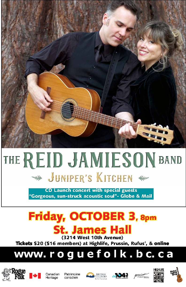 The Rogue presents CD Launch for Jupiter's Kitchen: Reid Jamieson Band @ St. James Community Hall Oct 3 2014 - May 10th @ St. James Community Hall