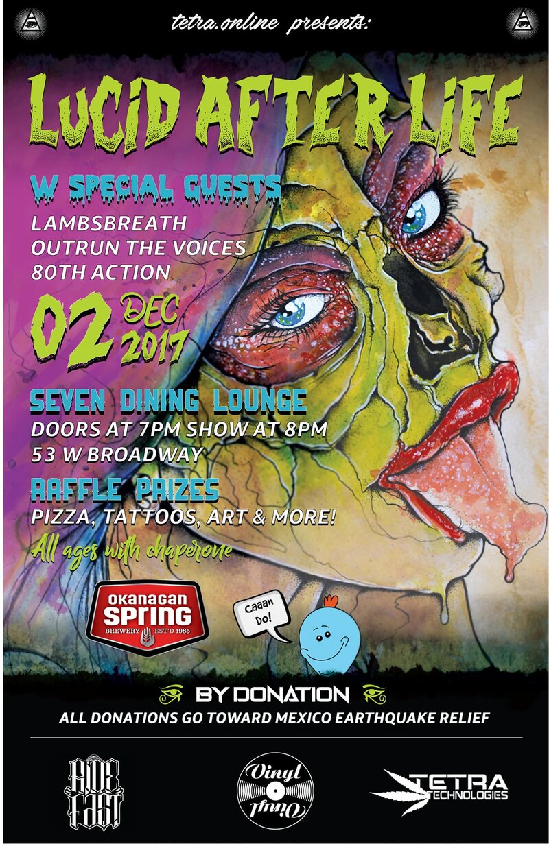Earthquake relief concert: Lucid AfterLife, Outrun the Voices, The 80th Action, LAMBSBREATH @ Seven Dining Lounge Dec 2 2017 - May 13th @ Seven Dining Lounge