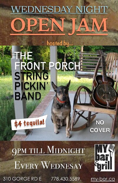 Wednesday night Open Jam with: Front Porch String Pickin' Band @ My Bar and Grill Apr 30 2014 - Jun 6th @ My Bar and Grill