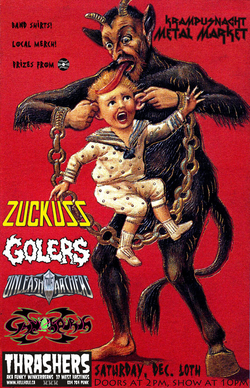 KRAMPUSNACHT METAL MARKET: Zuckuss, The Golers, Unleash The Archers, Gynosaurus X @ Funky Winker Beans Dec 10 2011 - May 9th @ Funky Winker Beans