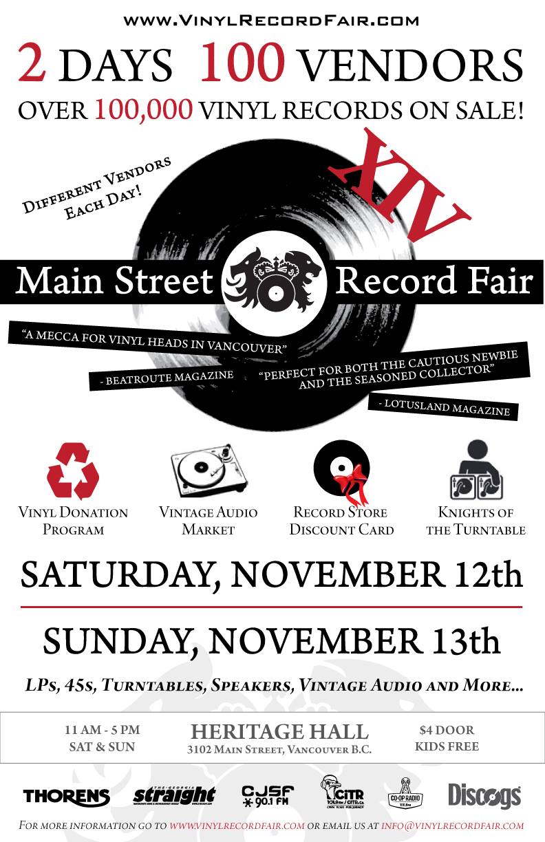 MAIN STREET VINYL RECORD FAIR XIV @ Heritage Hall - Nov 12, 2016