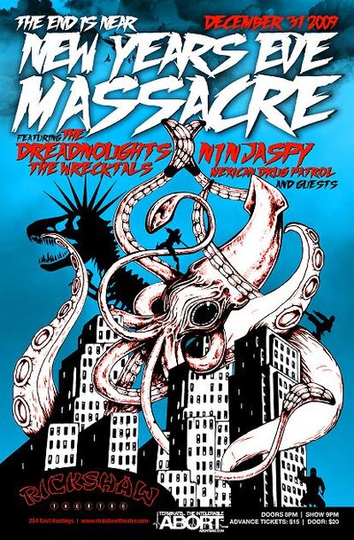 Punk Rock New Year's with THE DREADNOUGHTS: The Dreadnoughts, Ninjaspy, The Wrecktals, Mexican Drug Patrol, DJ SPIDEY @ Rickshaw Theatre Dec 31 2009 - May 6th @ Rickshaw Theatre