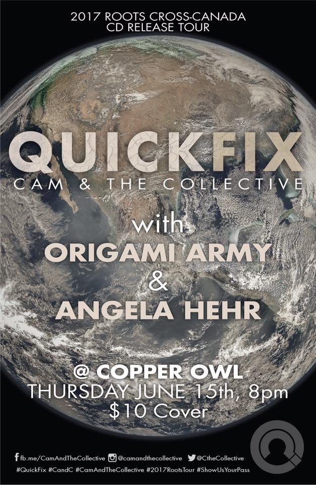 Tour Kick-Off Party: Cam & The Collective , Origami Army, Angela Hehr @ Copper Owl Jun 15 2017 - Jun 11th @ Copper Owl