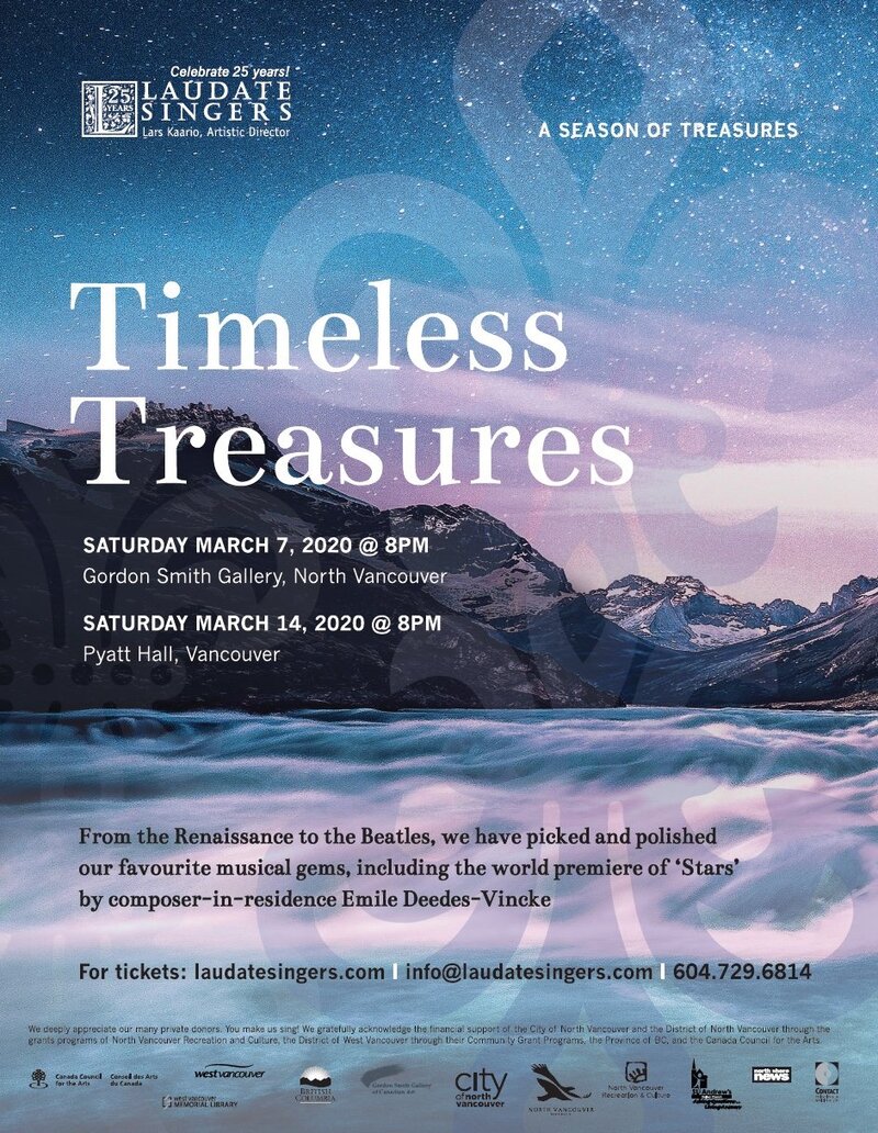 Timeless Treasures: Laudate Singers @ VSO School of Music (Pyatt Hall) Mar 14 2020 - May 6th @ VSO School of Music (Pyatt Hall)