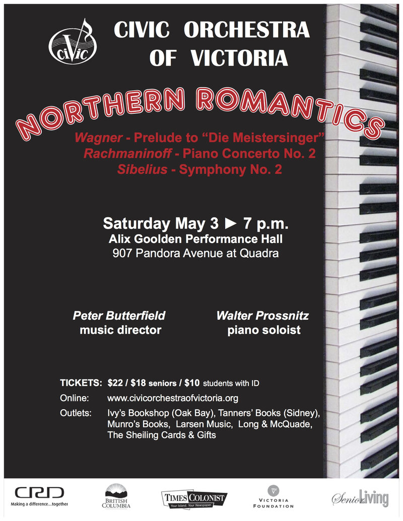 Please join us for an evening of Northern Romantic music!: The Civic Orchestra of Victoria, Walter Prossnitz @ Alix Goolden Performance Hall May 3 2014 - May 1st @ Alix Goolden Performance Hall