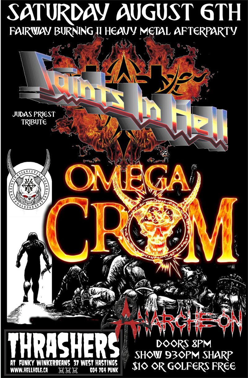 FAIRWAY BURNING HEAVY METAL AFTERPARTY II WITH ~~: Saints In Hell, Omega Crom, anarcheon @ Funky Winker Beans Aug 6 2016 - May 9th @ Funky Winker Beans