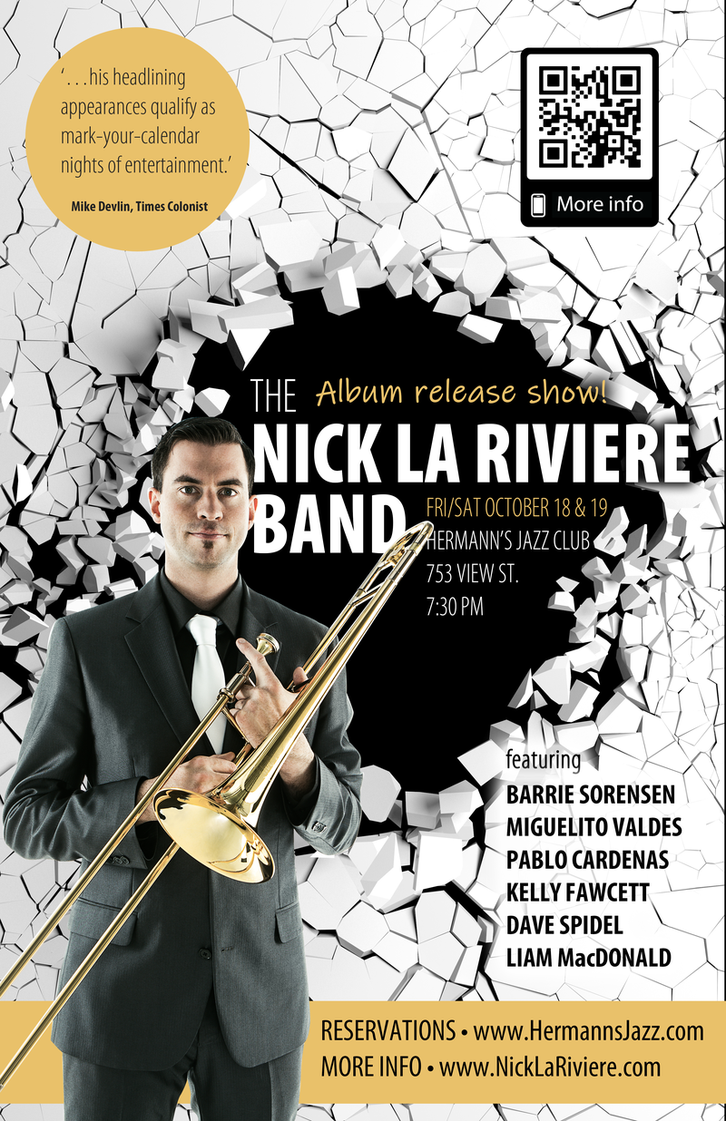 Alive and Loud Album Release Show: Nick La Riviere Band @ Hermann's Jazz Club Oct 18 2019 - May 8th @ Hermann's Jazz Club