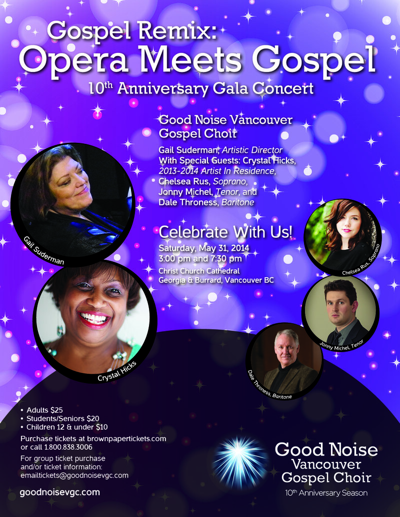 Gospel Remix: Opera Meets Gospel: Good Noise Vancouver Gospel Choir @ Christ Church Cathedral May 31 2014 - May 7th @ Christ Church Cathedral