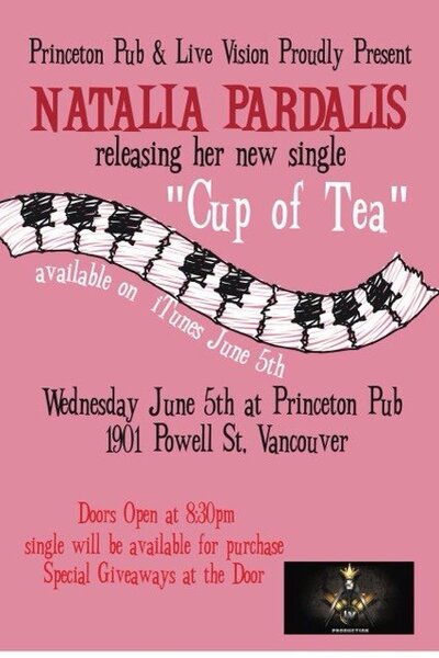 Natalia Pardalis' single release party: Natalia Pardalis @ Princeton Pub Jun 5 2013 - May 16th @ Princeton Pub