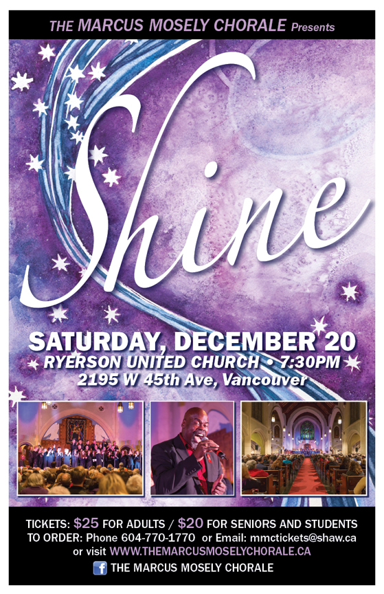 Shine: The Marcus Mosely Chorale @ Ryerson United Church Dec 20 2014 - May 7th @ Ryerson United Church