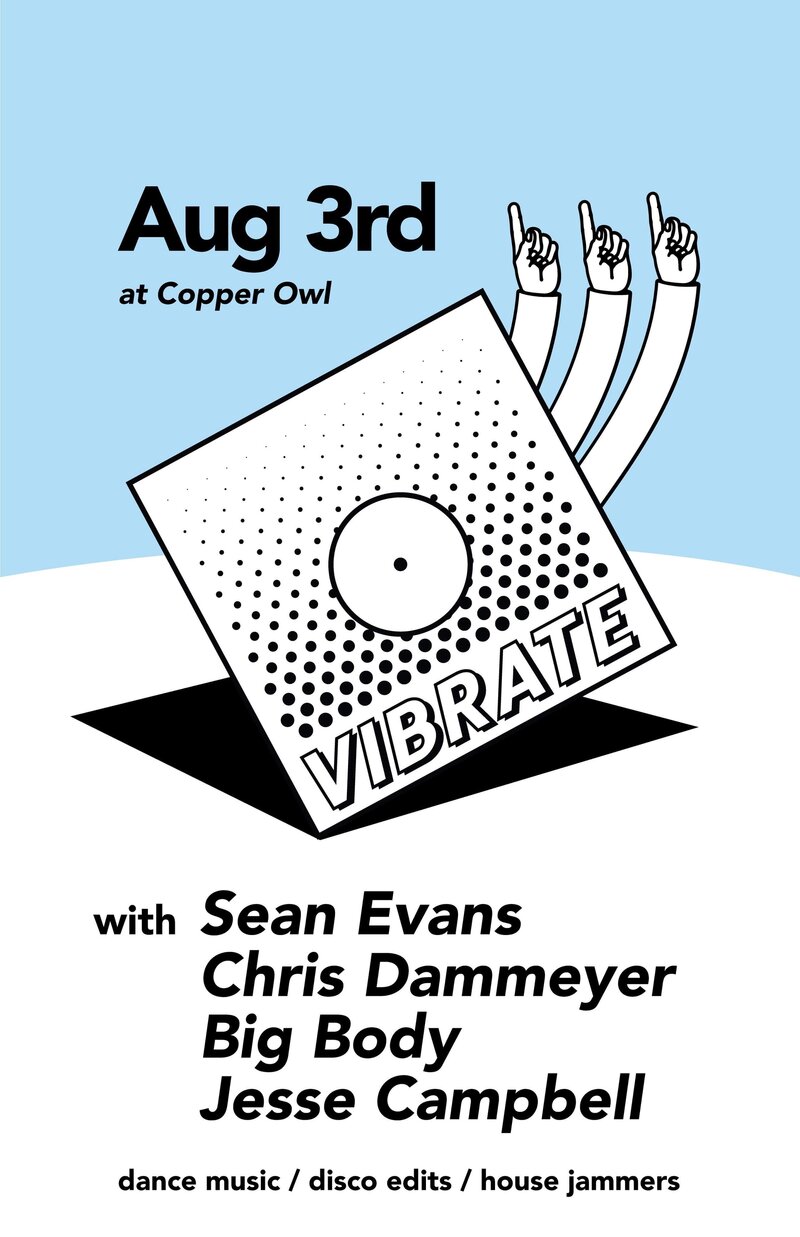 Vibrate w/: Sean Evans, Chris Dammeyer, Big Body , Jesse Campbell @ Copper Owl Aug 3 2019 - May 6th @ Copper Owl