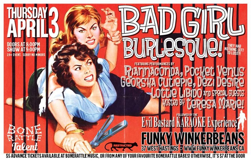 BAD GIRL BURLESQUE, FOLLOWED BY KARAOKE @ Funky Winker Beans Apr 3 2014 - May 8th @ Funky Winker Beans