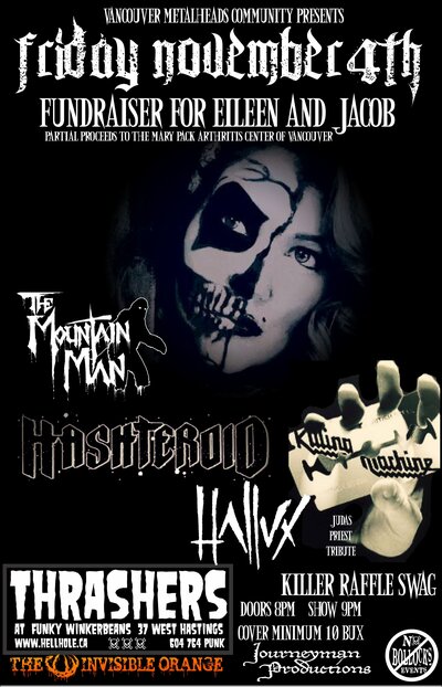 FUNDRAISER FOR EILEEN~: The Mountain Man, Hashteroid , Killing Machine, HALLUX @ Funky Winker Beans Nov 4 2016 - May 6th @ Funky Winker Beans