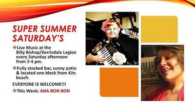 Super Summer Saturdays on the Patio: Ana Bon Bon @ Billy Bishop Legion Auditorium - Aug 24, 2019