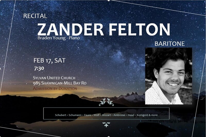 Zander Felton Mill Bay Recital: Zander Felton, Braden Young @ Sylvan United Church 985 Shawnigan-Millbay rd Feb 17 2018 - May 12th @ Sylvan United Church 985 Shawnigan-Millbay rd