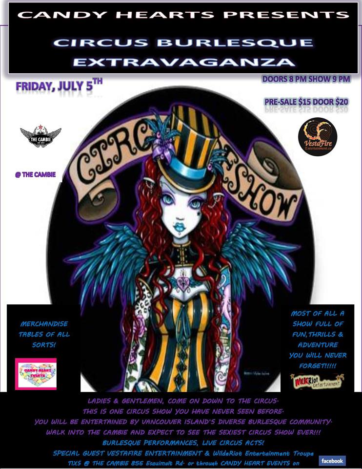 Circus Burlesque Extravaganza @ The Cambie at the  Esquimalt Inn Jul 5 2013 - Jun 10th @ The Cambie at the  Esquimalt Inn