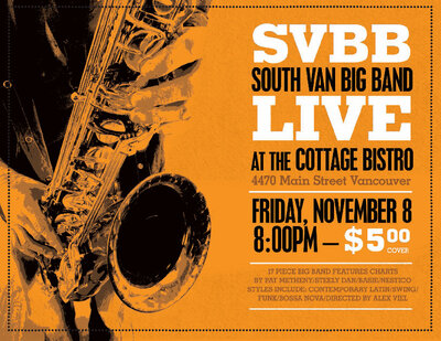 South Van Big Band @ Cottage Bistro Nov 8 2013 - May 7th @ Cottage Bistro