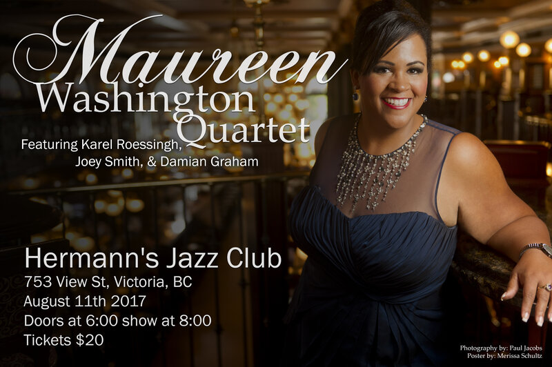 The Maureen Washington Quartet (ft), Joey Smith, Damian Graham, Maureen Washington, Karel Roessingh @ Hermann's Jazz Club Aug 11 2017 - Apr 30th @ Hermann's Jazz Club